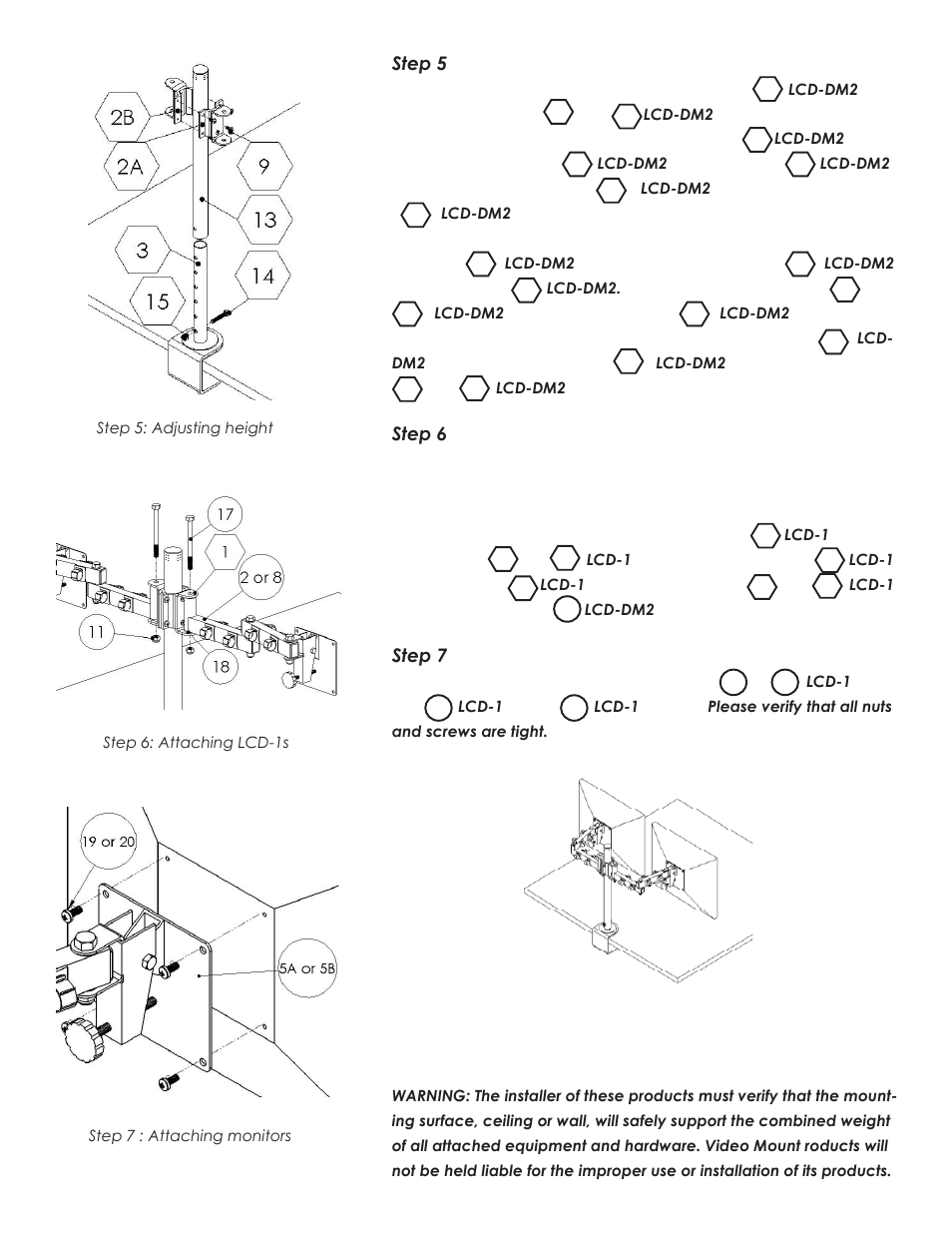 Enjoy your mount, Step 5, Step 6 | Step 7 | Video Mount Products LCD-DM2 User Manual | Page 4 / 4