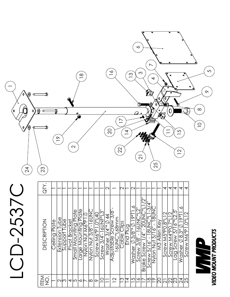 Sheet1, Drawing view1, Lcd-2537c | Video Mount Products LCD-2537CB User Manual | Page 2 / 4