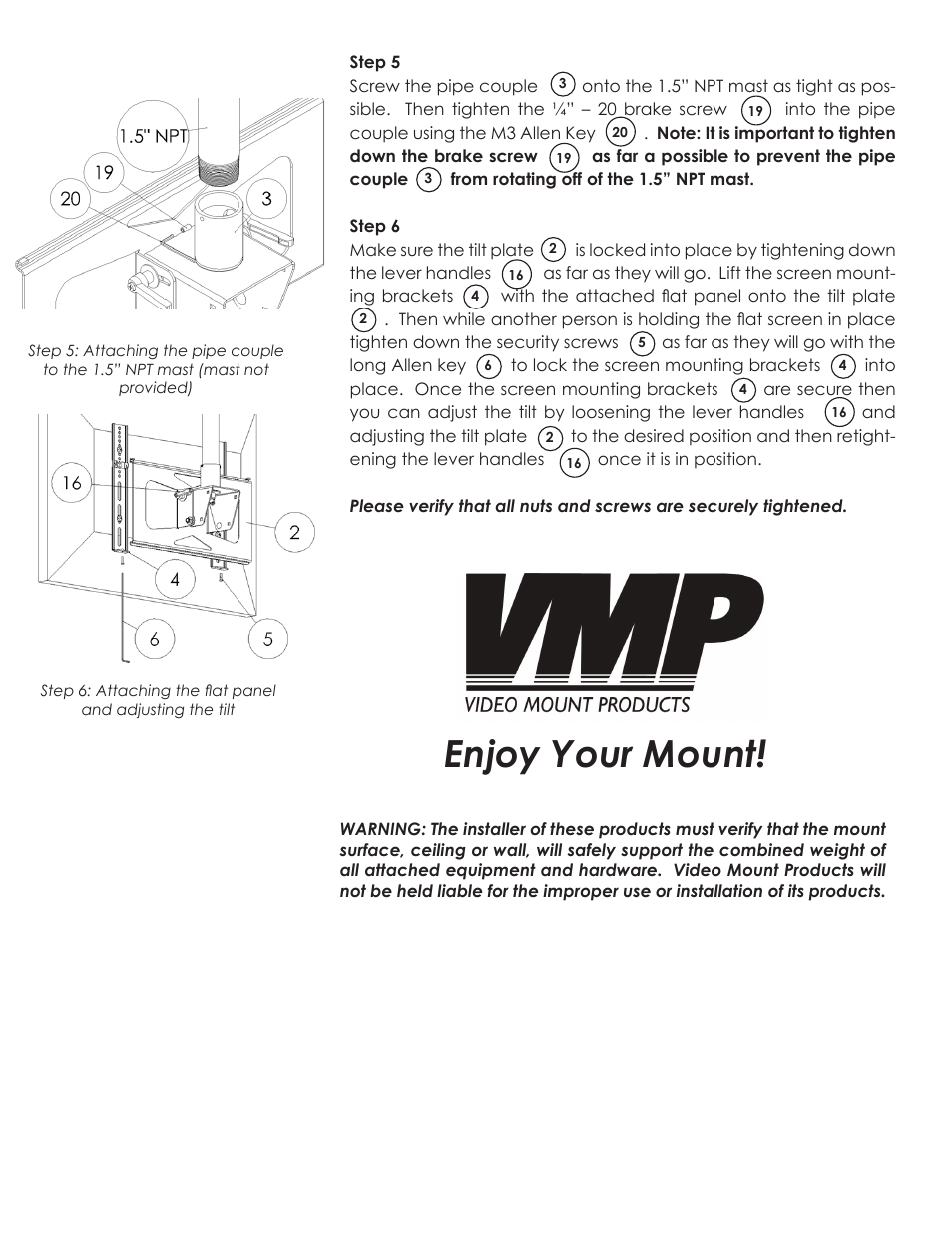 Enjoy your mount | Video Mount Products LCD-MID-CHB User Manual | Page 4 / 4