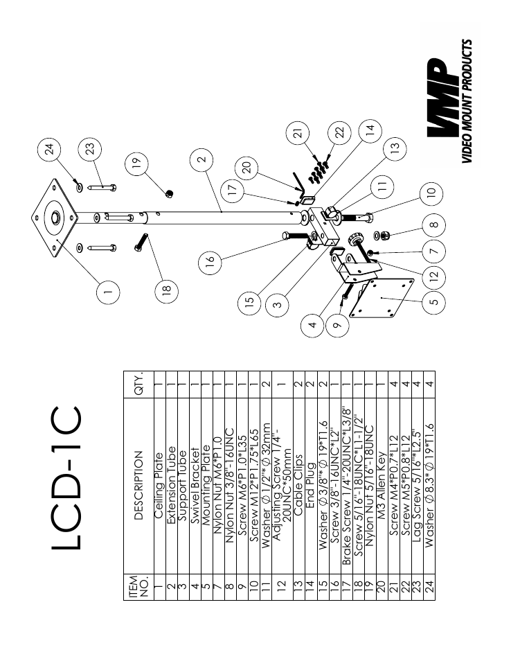 Sheet1, Drawing view1, Lcd-1c | Video Mount Products LCD-1CW User Manual | Page 2 / 4