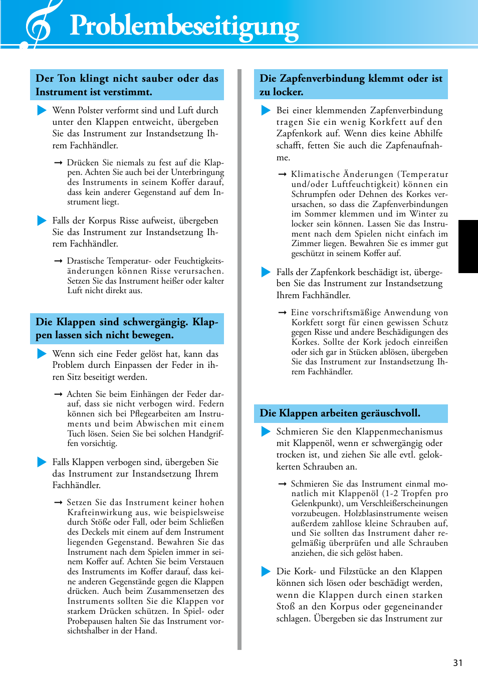 Problembeseitigung | Yamaha YCL-681 II User Manual | Page 11 / 16