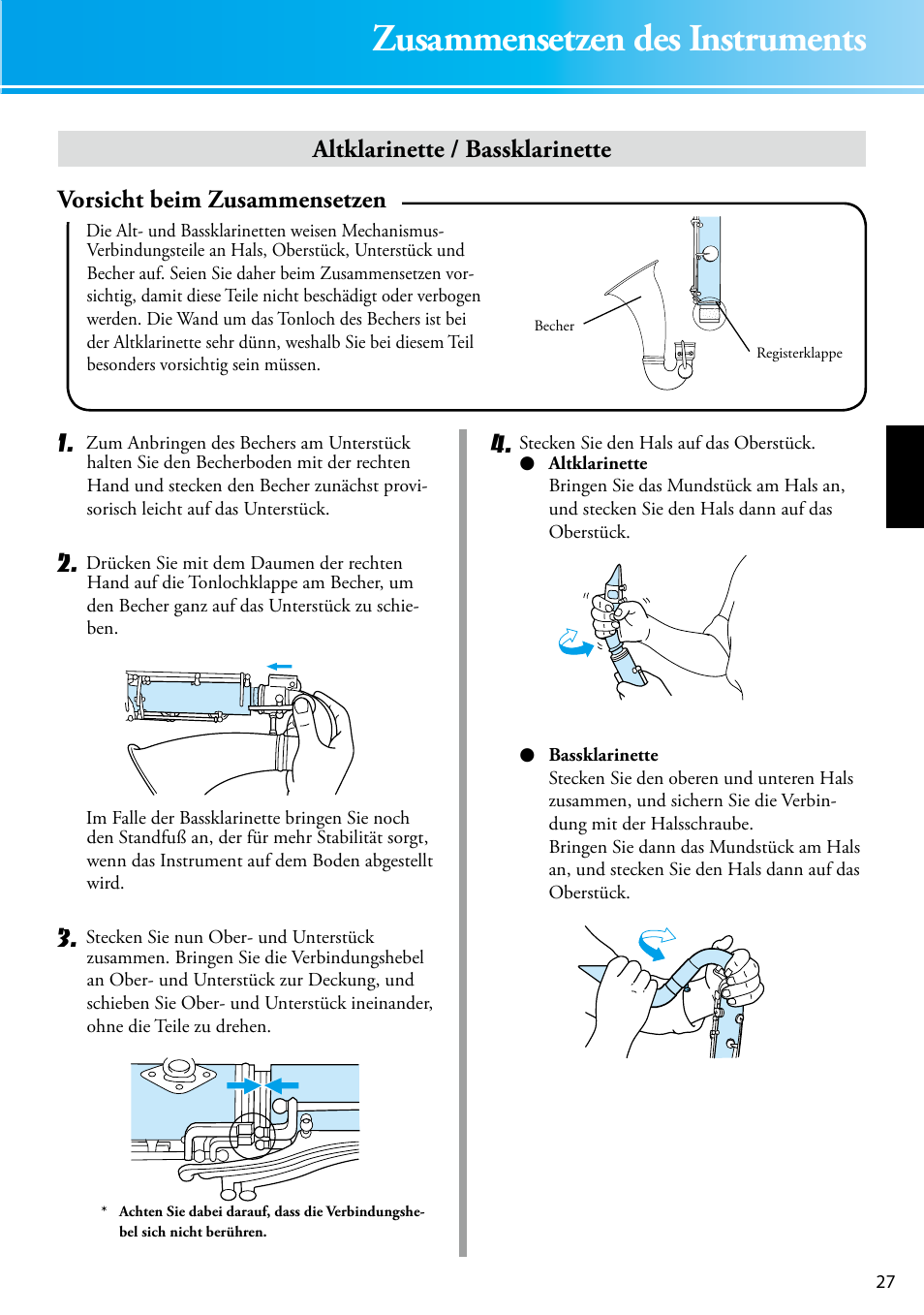 Zusammensetzen des instruments | Yamaha YCL-681 II User Manual | Page 7 / 16