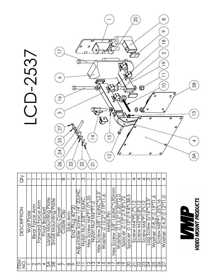 Sheet1, Drawing view1, Lcd-2537 | Video Mount Products LCD-2537B User Manual | Page 2 / 4
