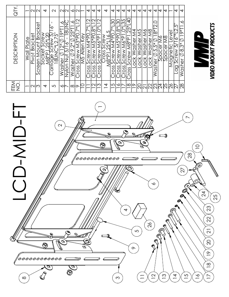 Sheet1, Drawing view1, Lcd-mid-ft | Video Mount Products LCD-MID-FTB User Manual | Page 2 / 4