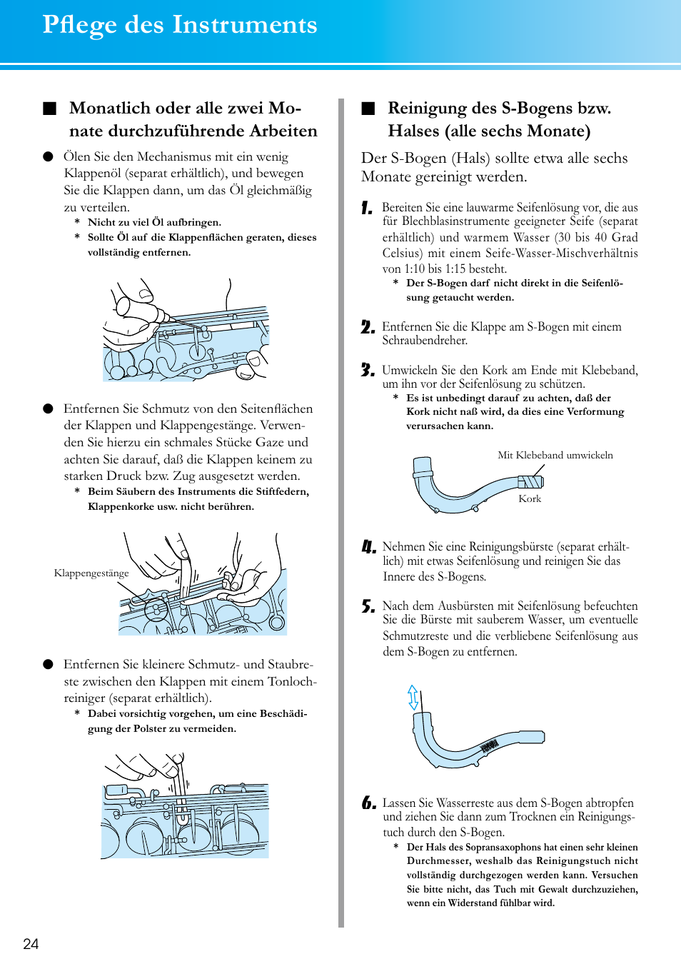 Pﬂege des instruments | Yamaha SAX-MTSET User Manual | Page 8 / 12