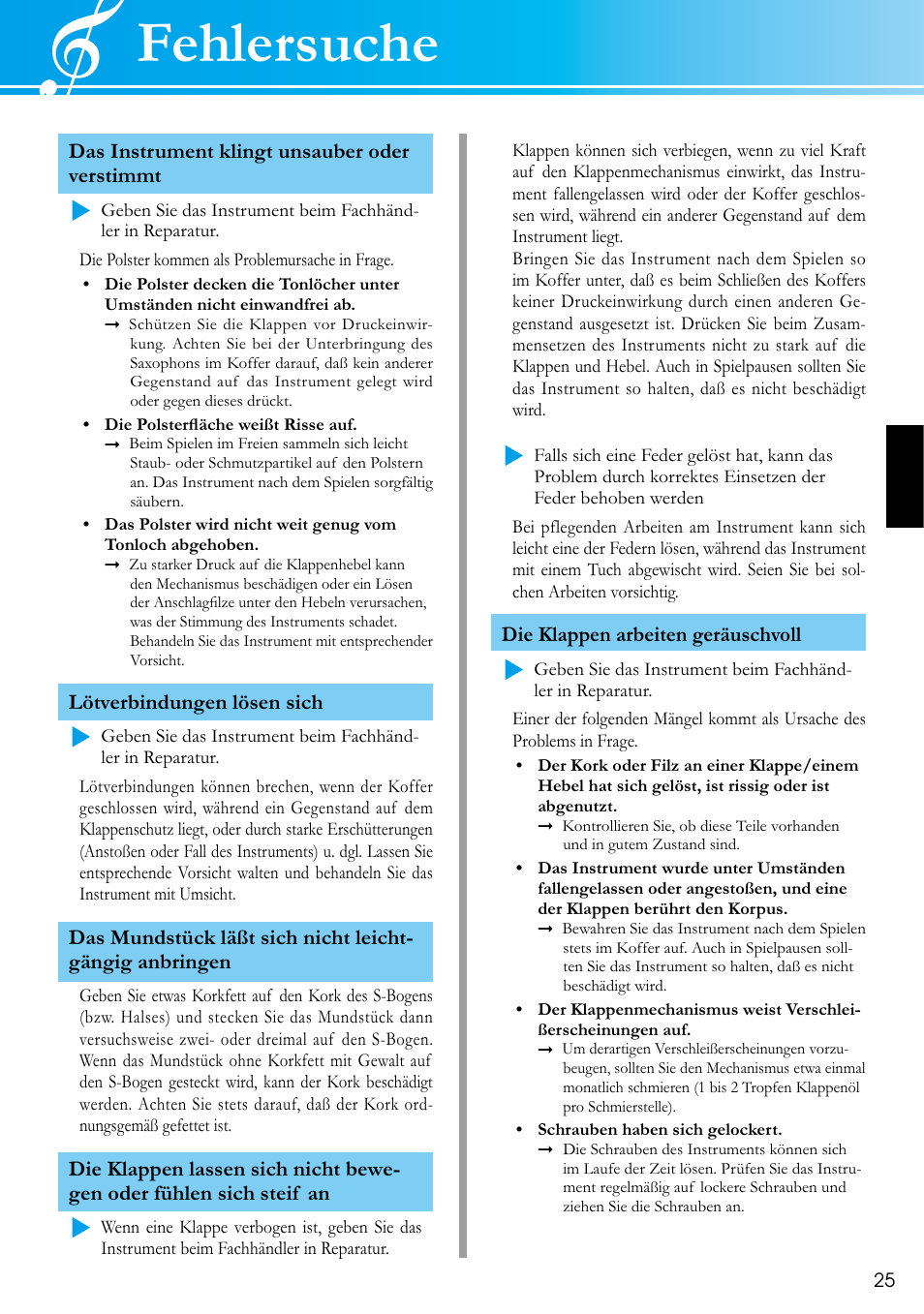 Fehlersuche | Yamaha SAX-MTSET User Manual | Page 9 / 12