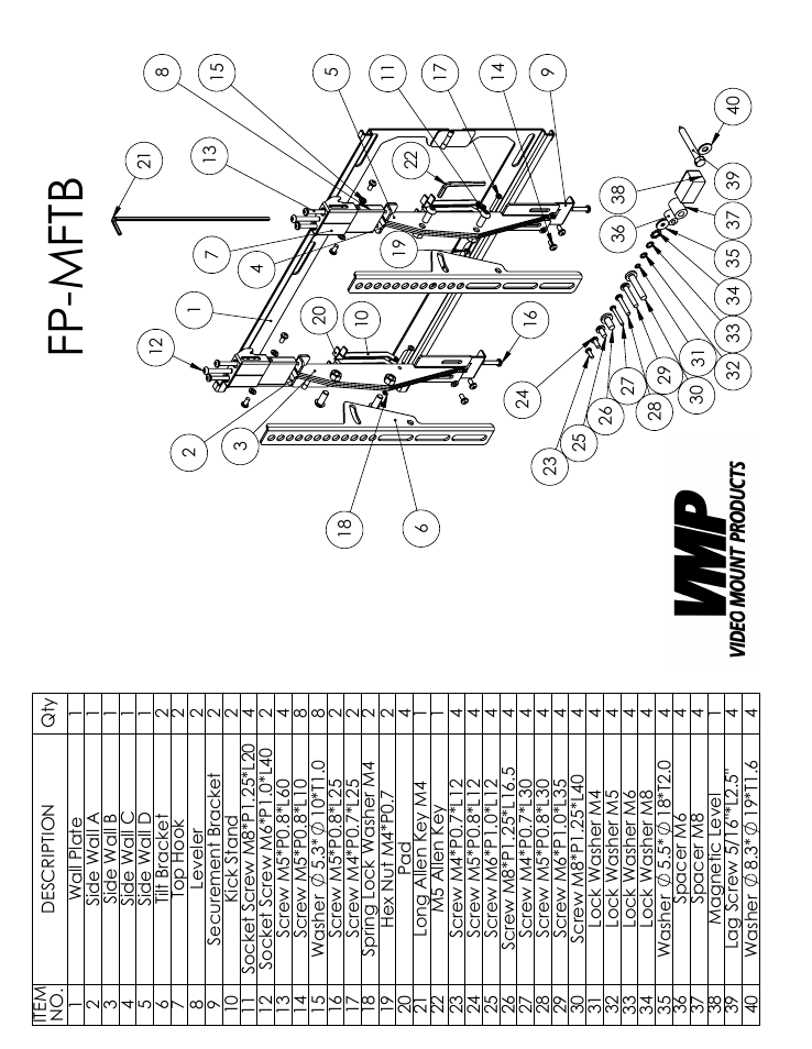 Sheet1, Drawing view1, Fp-mft b | Video Mount Products FP-MFTB User Manual | Page 2 / 4