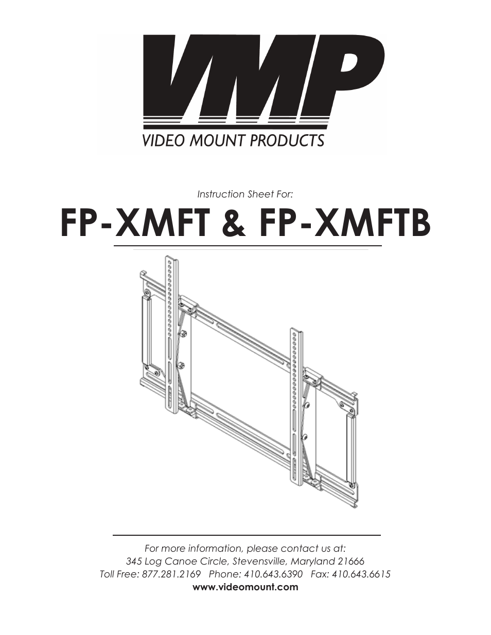 Video Mount Products FP-XMFTB User Manual | 4 pages