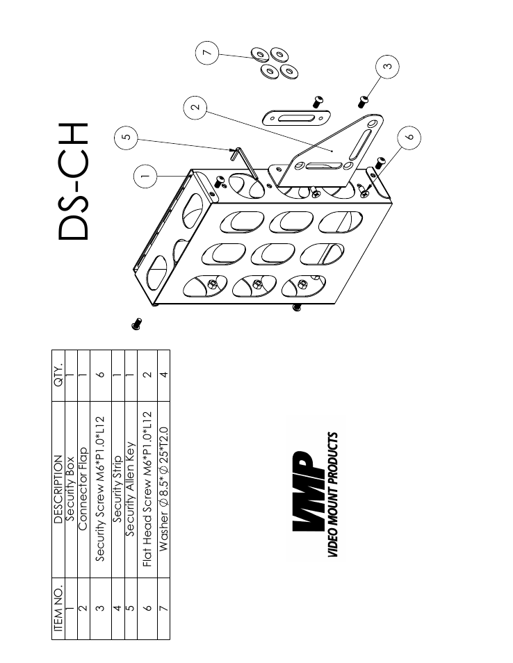 Ds-ch parts list, Sheet1, Drawing view1 | Ds-ch | Video Mount Products DS-CH User Manual | Page 2 / 4