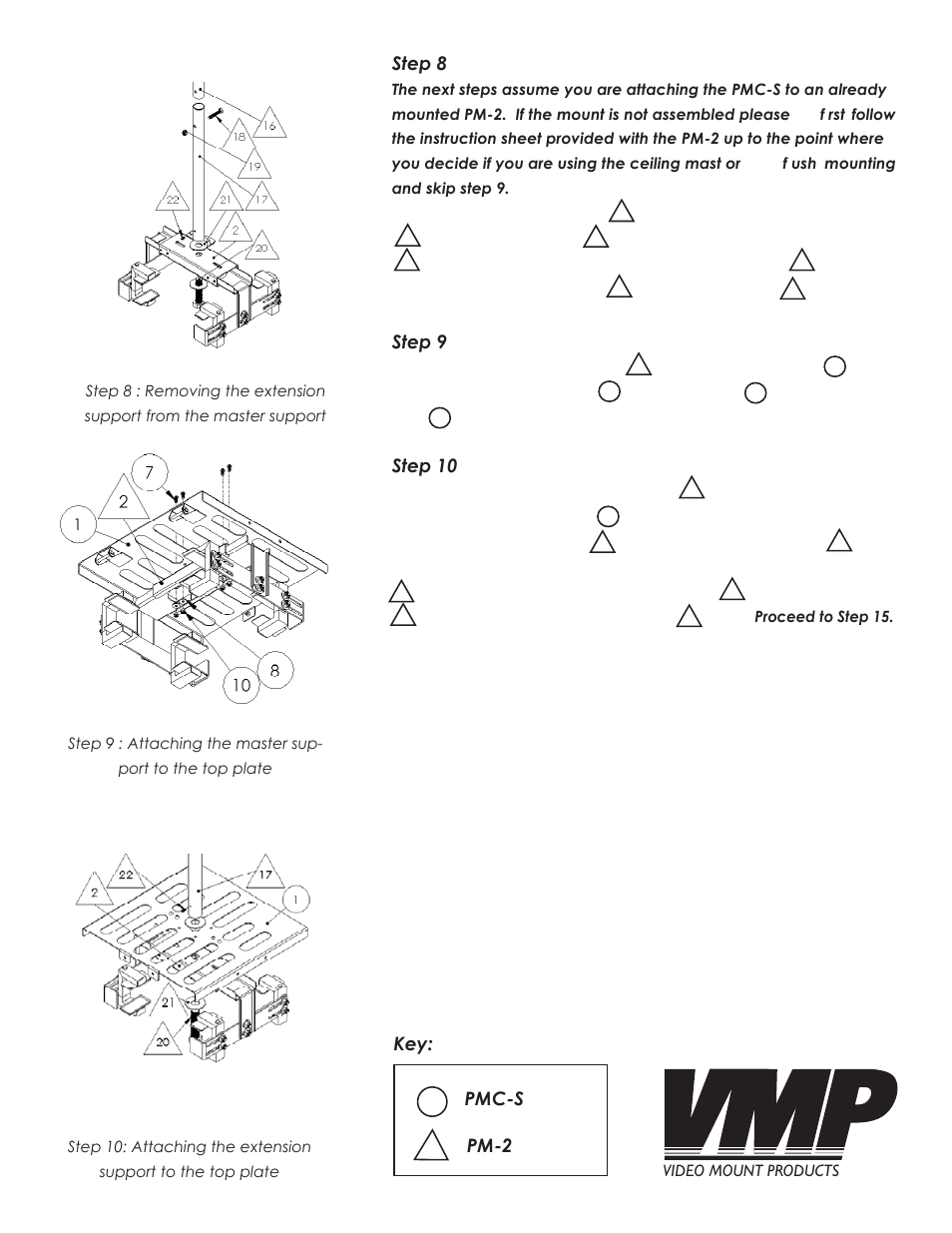 Step 9, Step 10, Pm-2 step 8 | Pmc-s | Video Mount Products PMC-S User Manual | Page 5 / 7