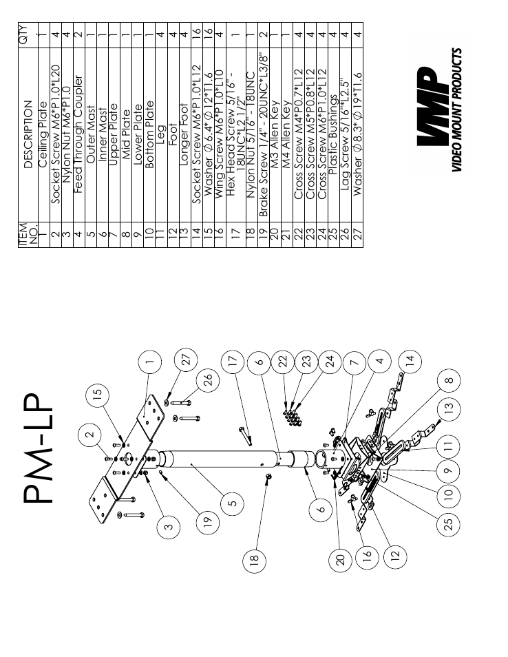 Sheet1, Drawing view1, Pm-lp | Video Mount Products PM-LPB User Manual | Page 2 / 4