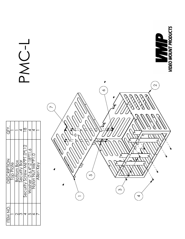 Sheet1, Drawing view9, Pmc-l | Video Mount Products PMC-L User Manual | Page 2 / 7