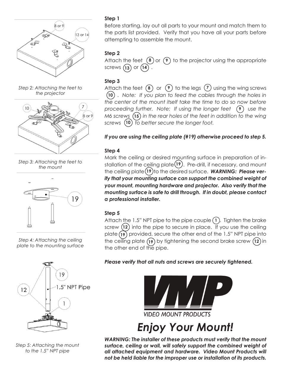 Enjoy your mount | Video Mount Products PM-LPMB User Manual | Page 3 / 3