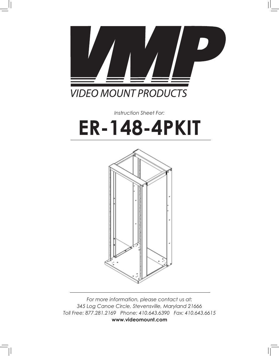 Video Mount Products ER-148-4PKIT User Manual | 3 pages