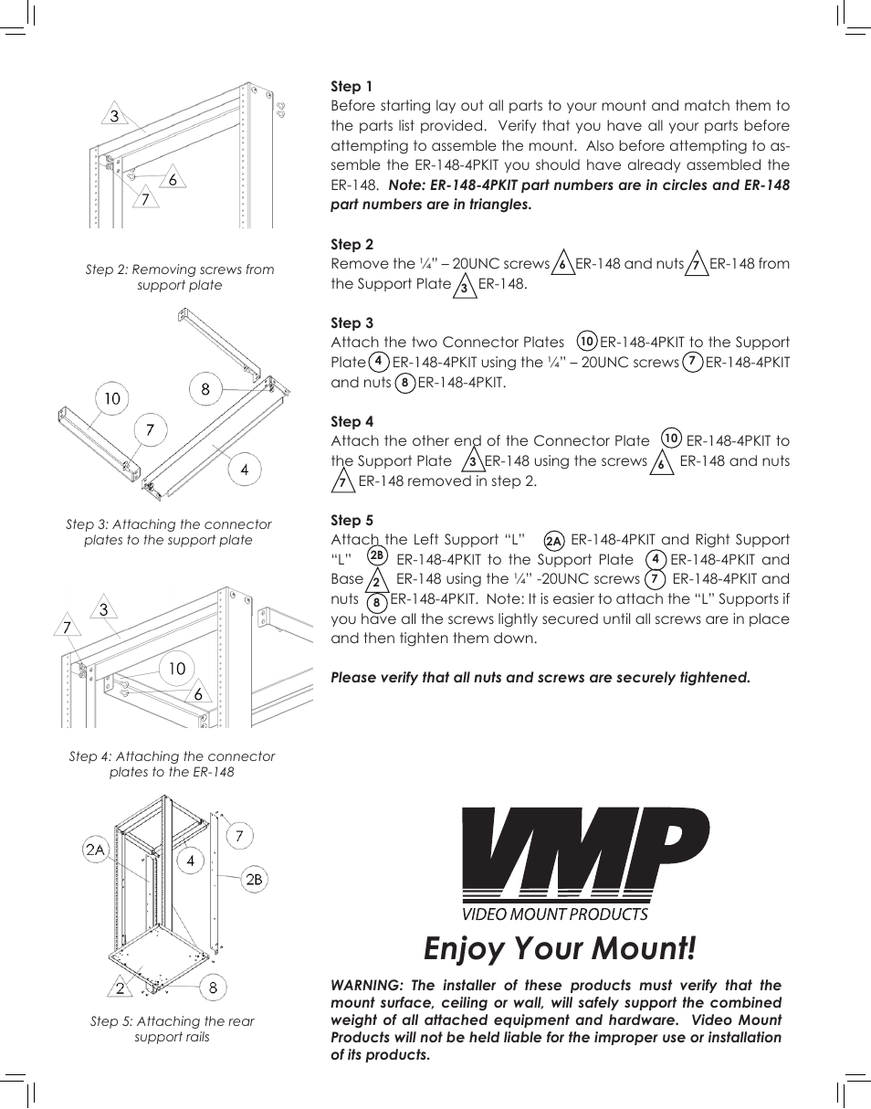 Enjoy your mount | Video Mount Products ER-148-4PKIT User Manual | Page 3 / 3