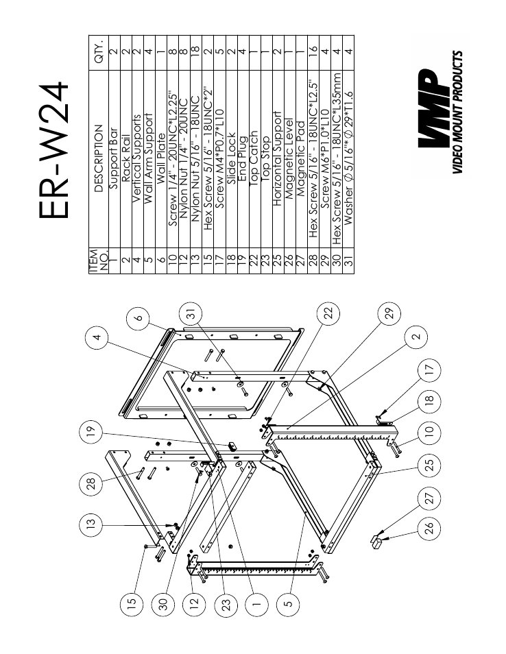 Sheet1, Drawing view1, Er-w24 | Video Mount Products ER-W24 User Manual | Page 2 / 4