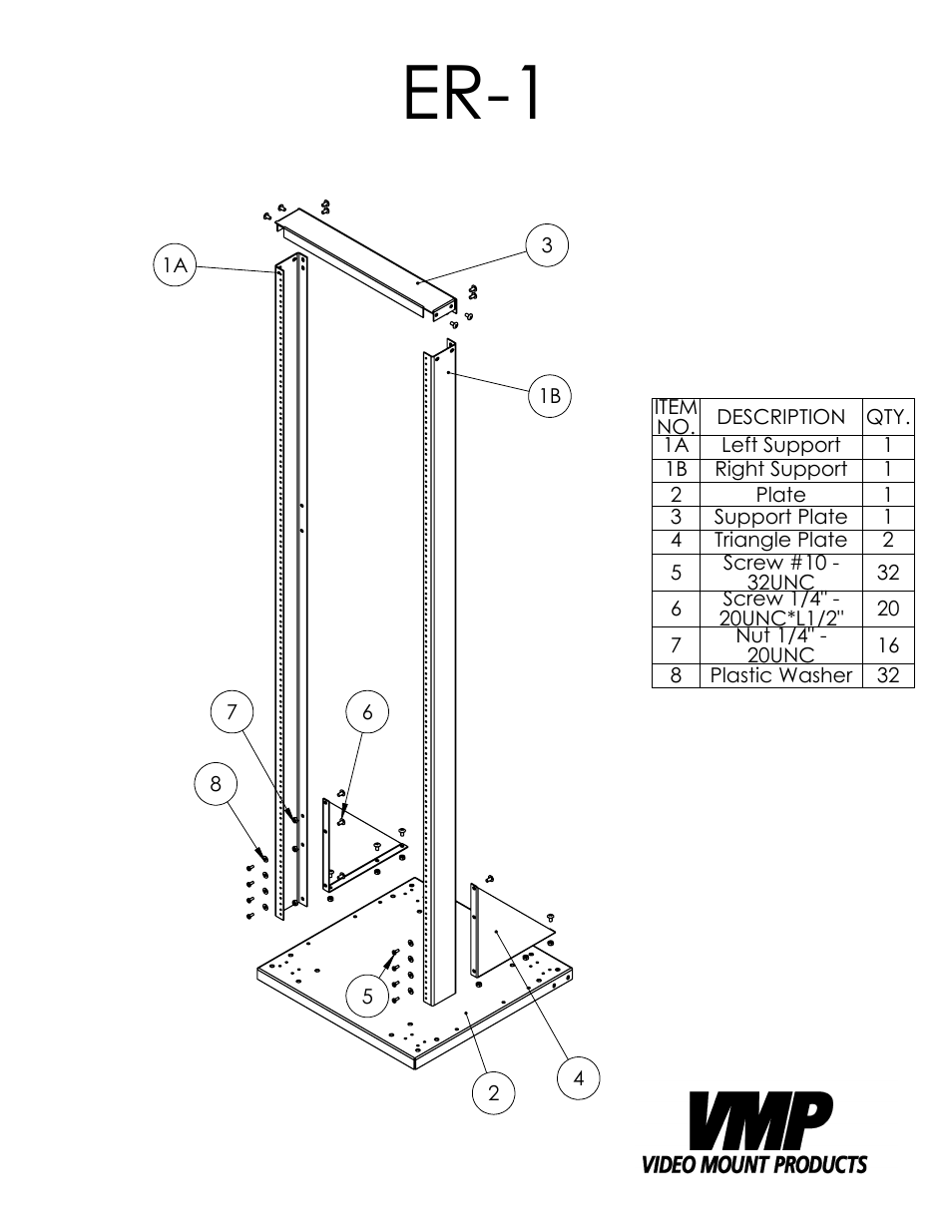 Sheet1, Drawing view9, Er-1 | Video Mount Products ER-184 User Manual | Page 2 / 5
