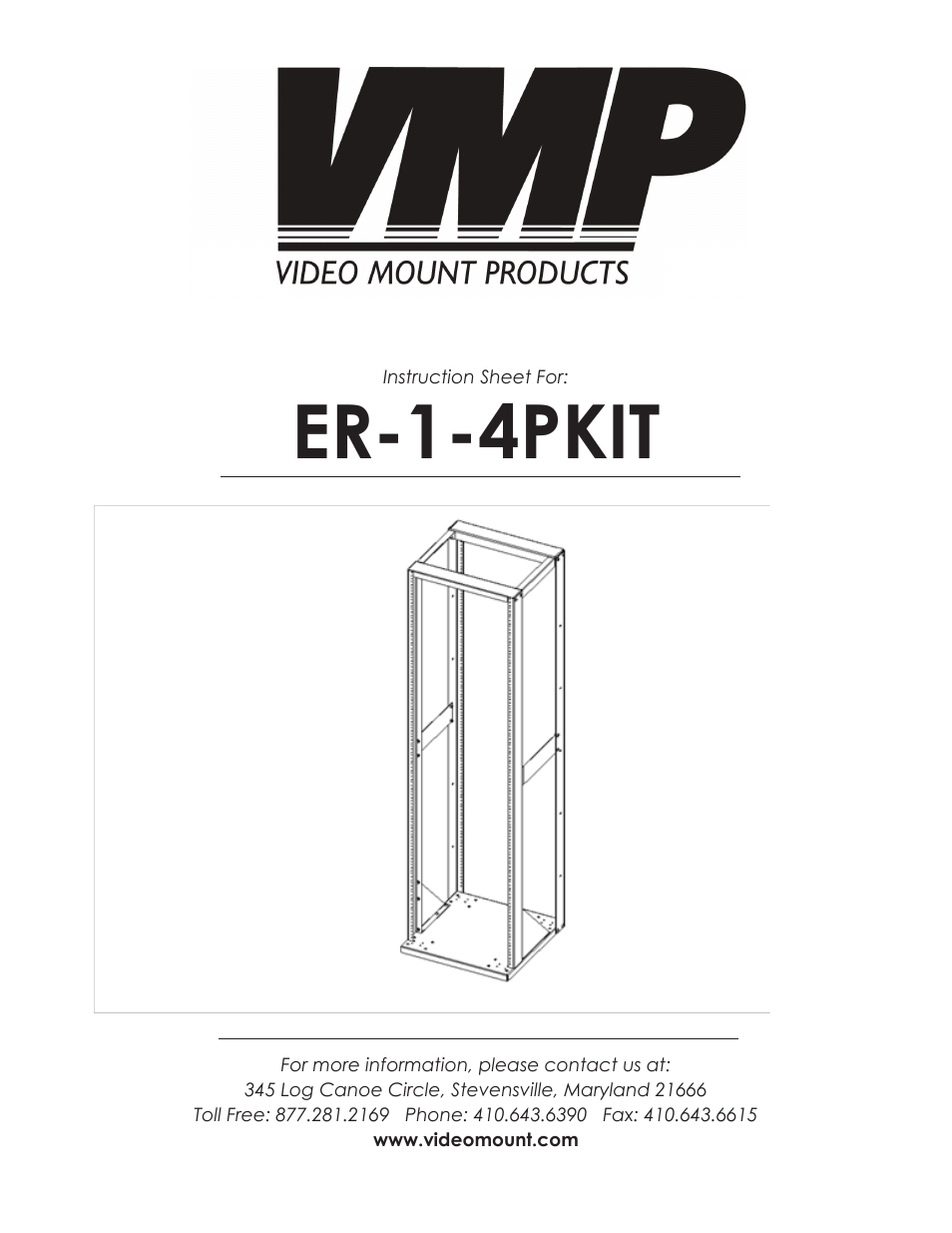 Video Mount Products ER-1-4PKIT User Manual | 3 pages