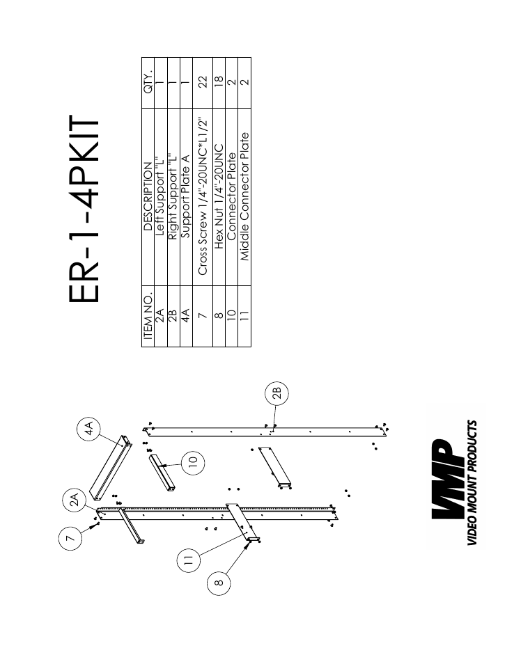 Sheet1, Drawing view1, Er-1-4pkit | Video Mount Products ER-1-4PKIT User Manual | Page 2 / 3