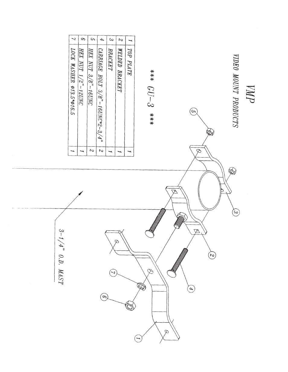 Video Mount Products GU-3 User Manual | Page 2 / 3