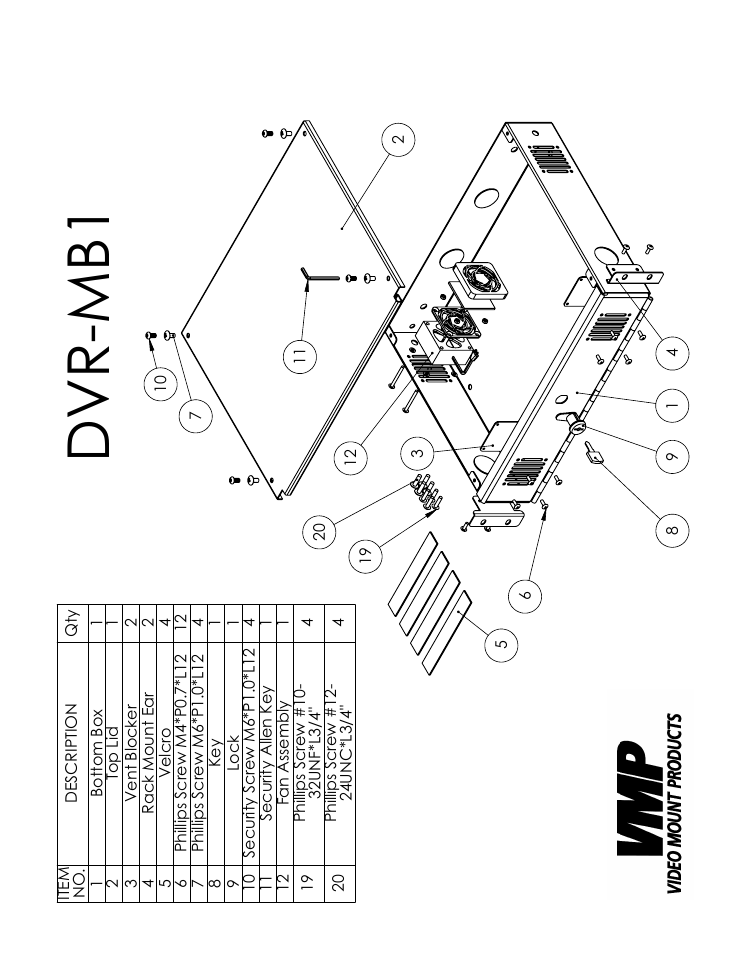 Sheet1, Drawing view9, Dvr-mb1 | Video Mount Products DVR-MB1 User Manual | Page 2 / 4