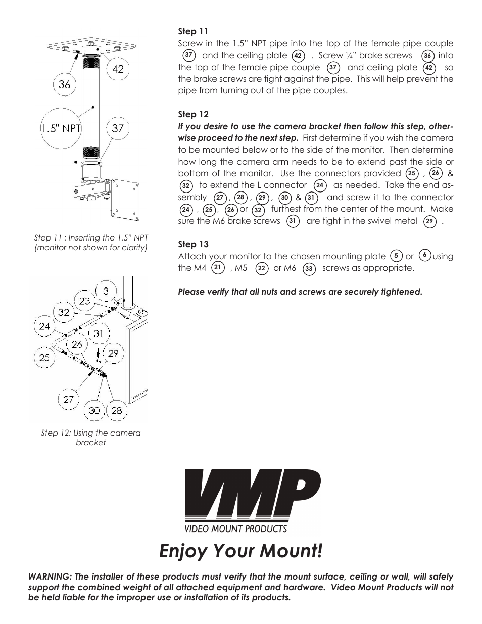 Enjoy your mount | Video Mount Products LCD-PV User Manual | Page 5 / 5