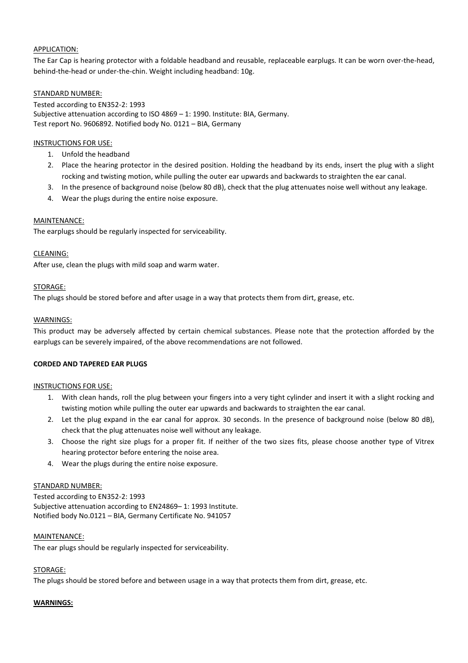 Vitrex EAR PROTECTION User Manual | Page 2 / 3