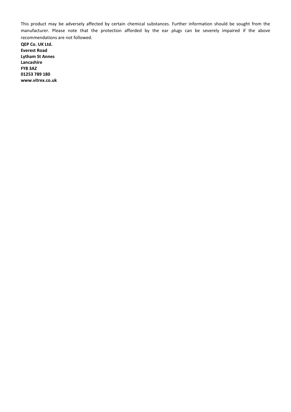 Vitrex EAR PROTECTION User Manual | Page 3 / 3