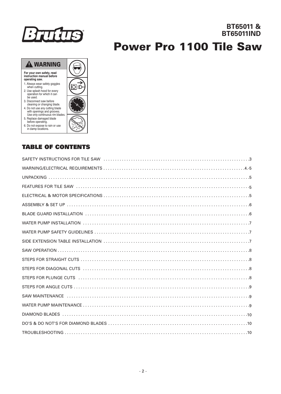 Vitrex BT65011IND User Manual | Page 2 / 12