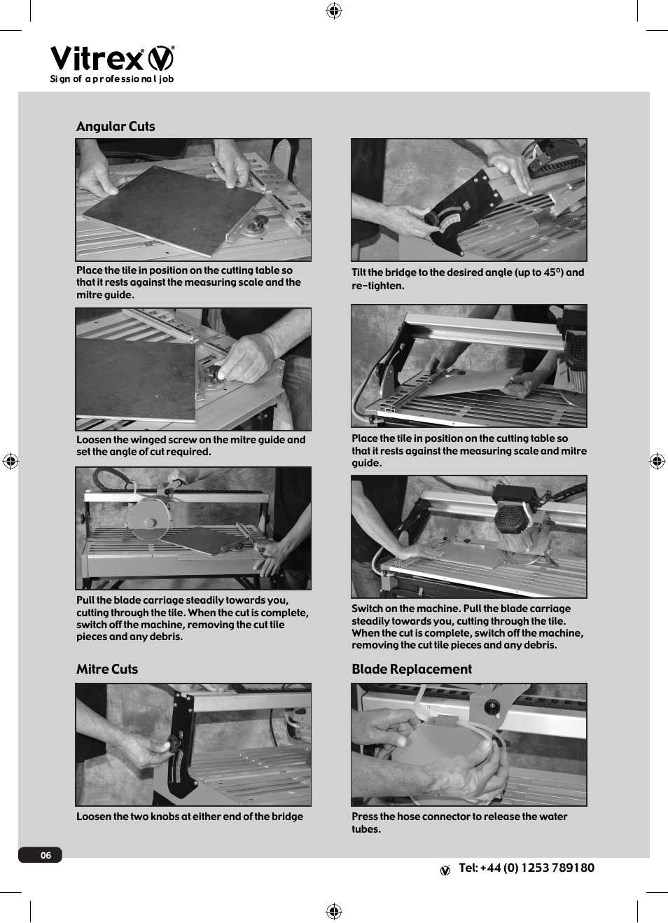 Angular cuts mitre cuts blade replacement | Vitrex 103500 User Manual | Page 6 / 8