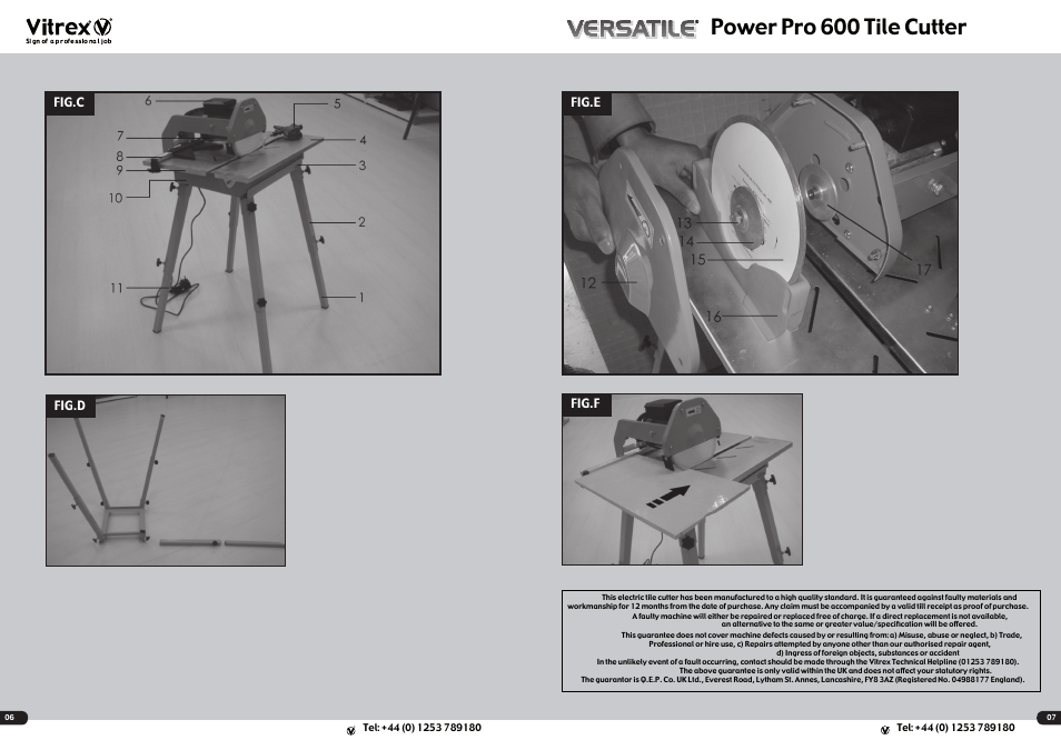 Power pro 600 tile cutter | Vitrex WSPP600IND User Manual | Page 4 / 5