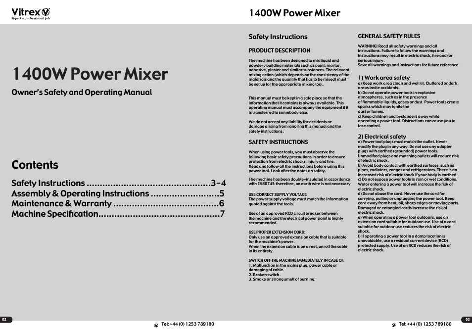 Vitrex MIX1400 User Manual | Page 2 / 4