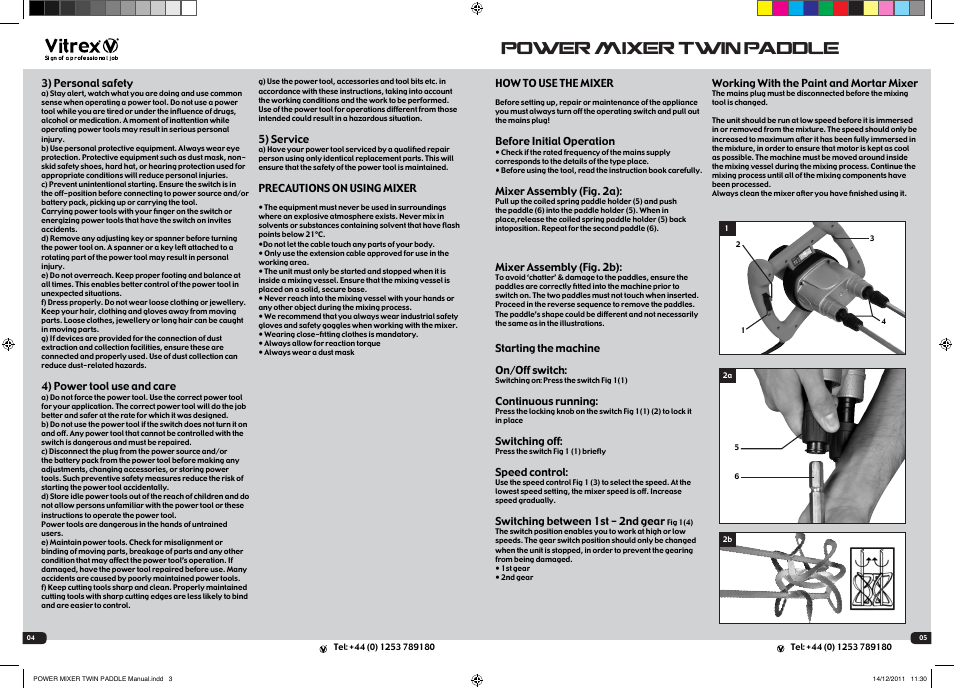 Power mixer twin paddle | Vitrex MIXTWIN User Manual | Page 3 / 4