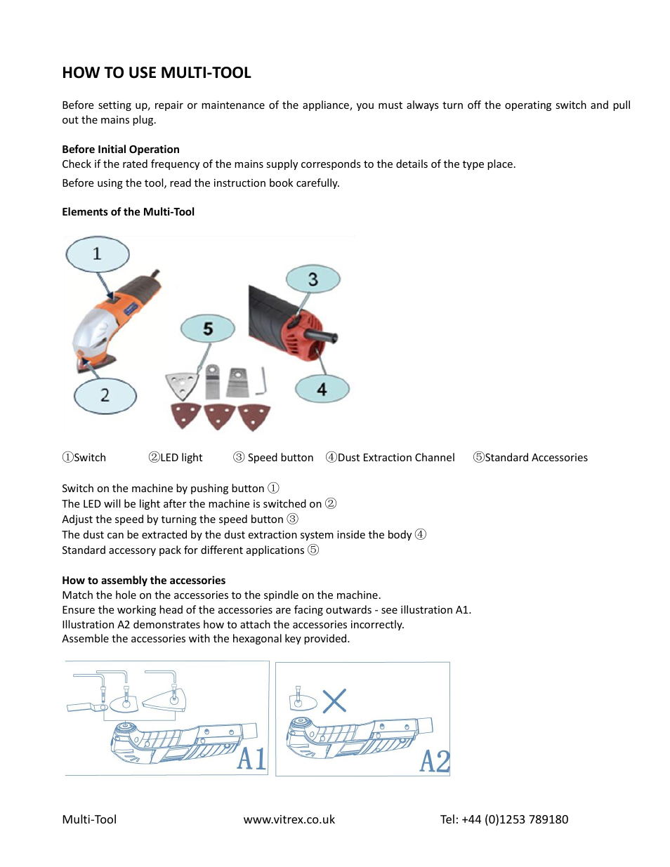 How to use multi-tool | Vitrex MULTITOOL User Manual | Page 6 / 8