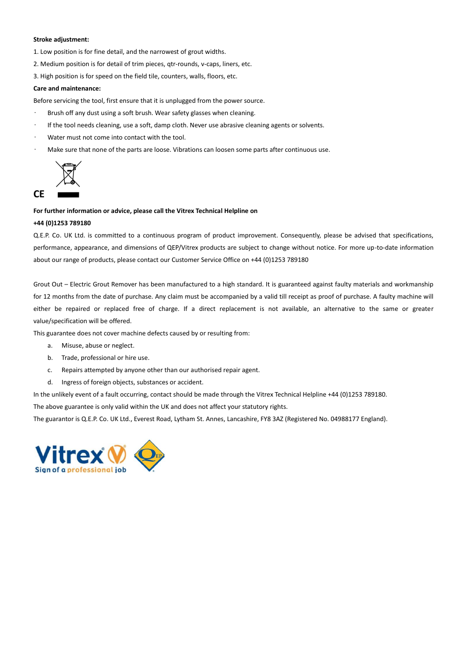 Vitrex GO200VT User Manual | Page 3 / 3