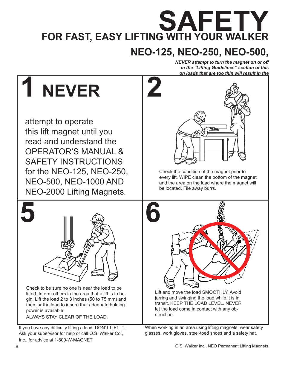 Safety, Never | Walker Magnetics NEO-HV SERIES User Manual | Page 8 / 29