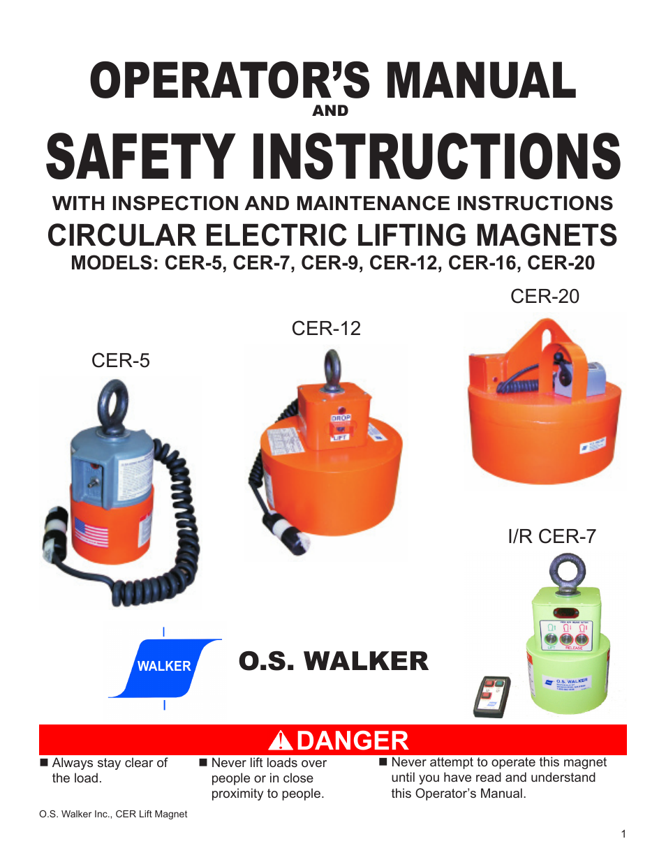 Walker Magnetics CER SERIES User Manual | 24 pages