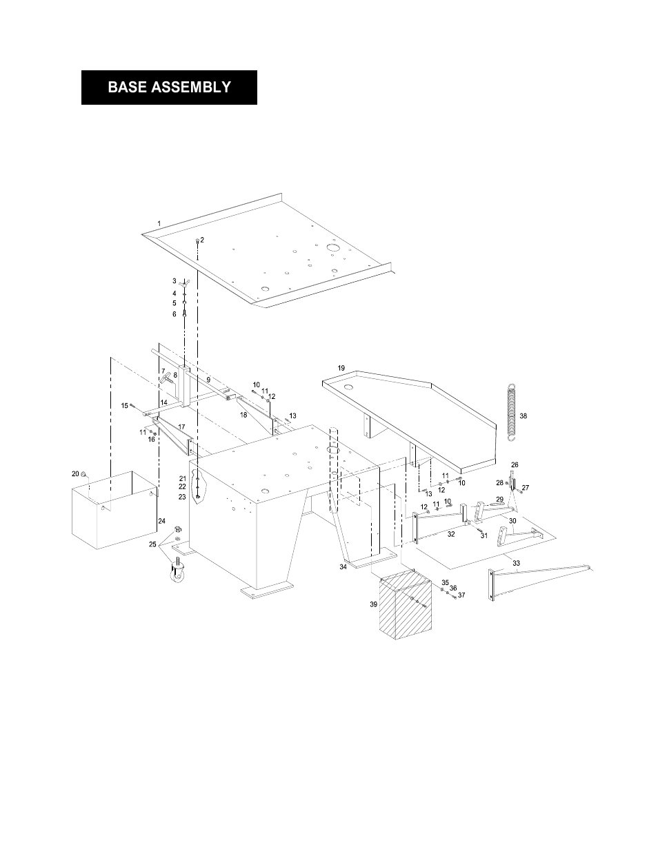 Base assembly | Wellsaw 1316S User Manual | Page 20 / 40