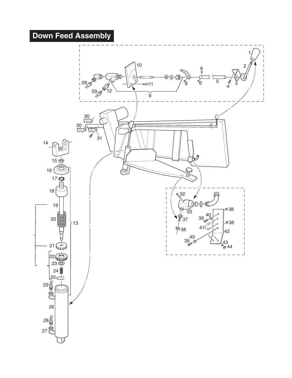 Down feed assembly | Wellsaw 1316S User Manual | Page 22 / 40