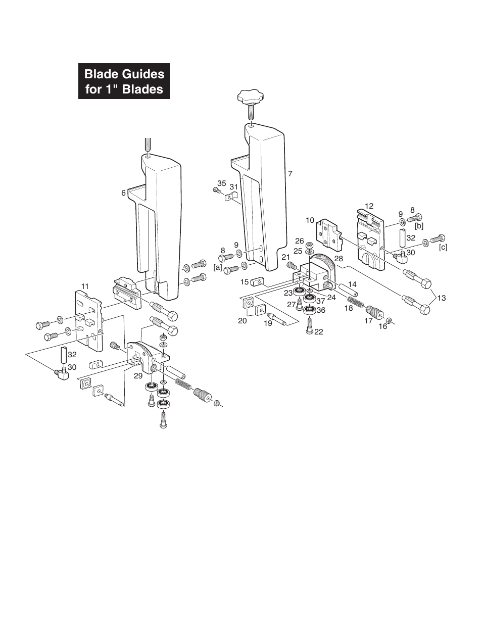 Idle end drive end, Blade guides for 1" blades | Wellsaw 1316S User Manual | Page 24 / 40