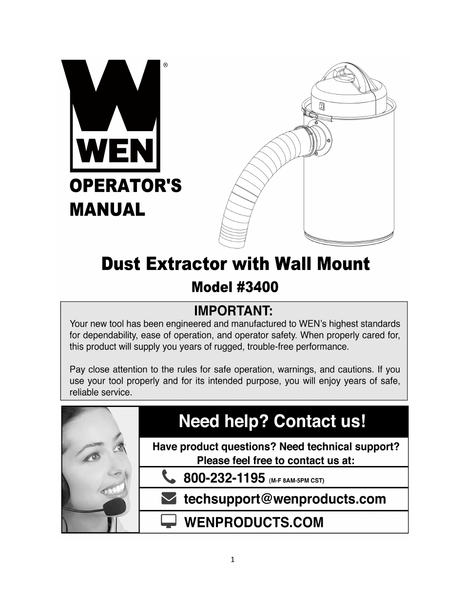 WEN 3400 Dust Extractor User Manual | 11 pages