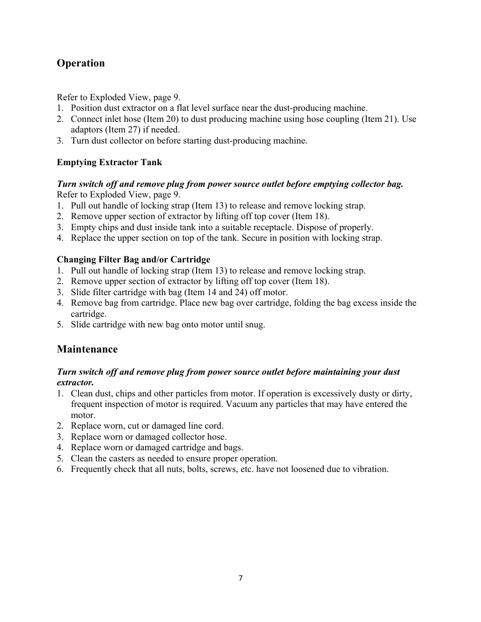 WEN 3400 Dust Extractor User Manual | Page 7 / 11
