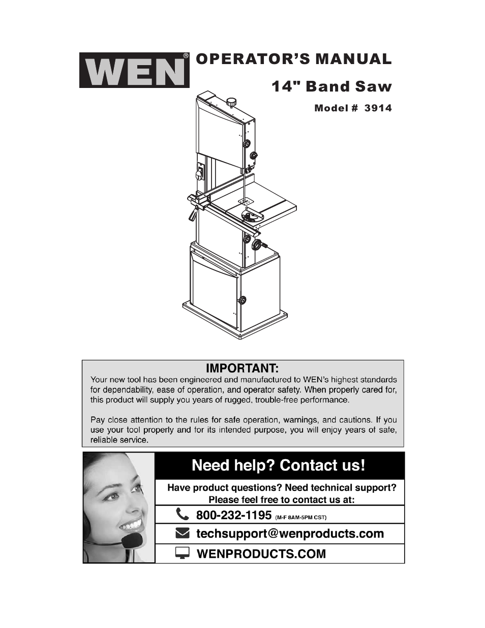 WEN 3914 14 inch band saw User Manual | 27 pages