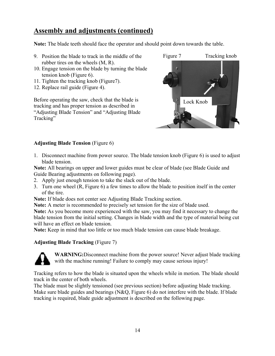 Assembly and adjustments (continued) | WEN 3912 10 inch band saw User Manual | Page 14 / 24