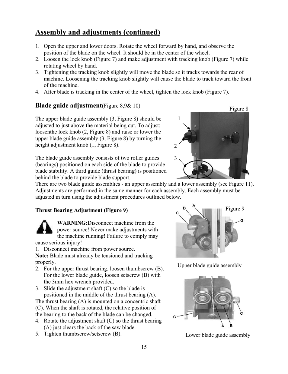 Assembly and adjustments (continued) | WEN 3912 10 inch band saw User Manual | Page 15 / 24