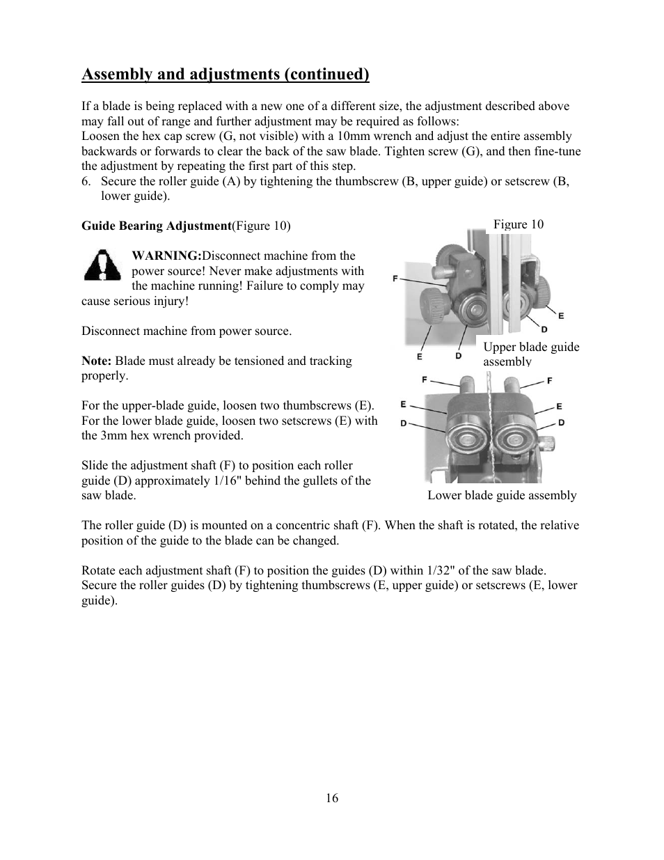 Assembly and adjustments (continued) | WEN 3912 10 inch band saw User Manual | Page 16 / 24