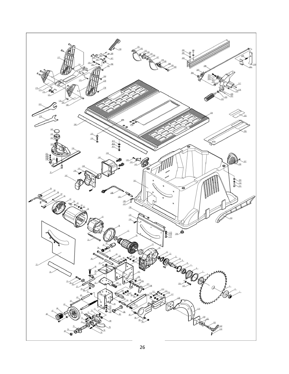 Exploded view | WEN 3710 10 inch Table Saw ver.2011 User Manual | Page 26 / 30