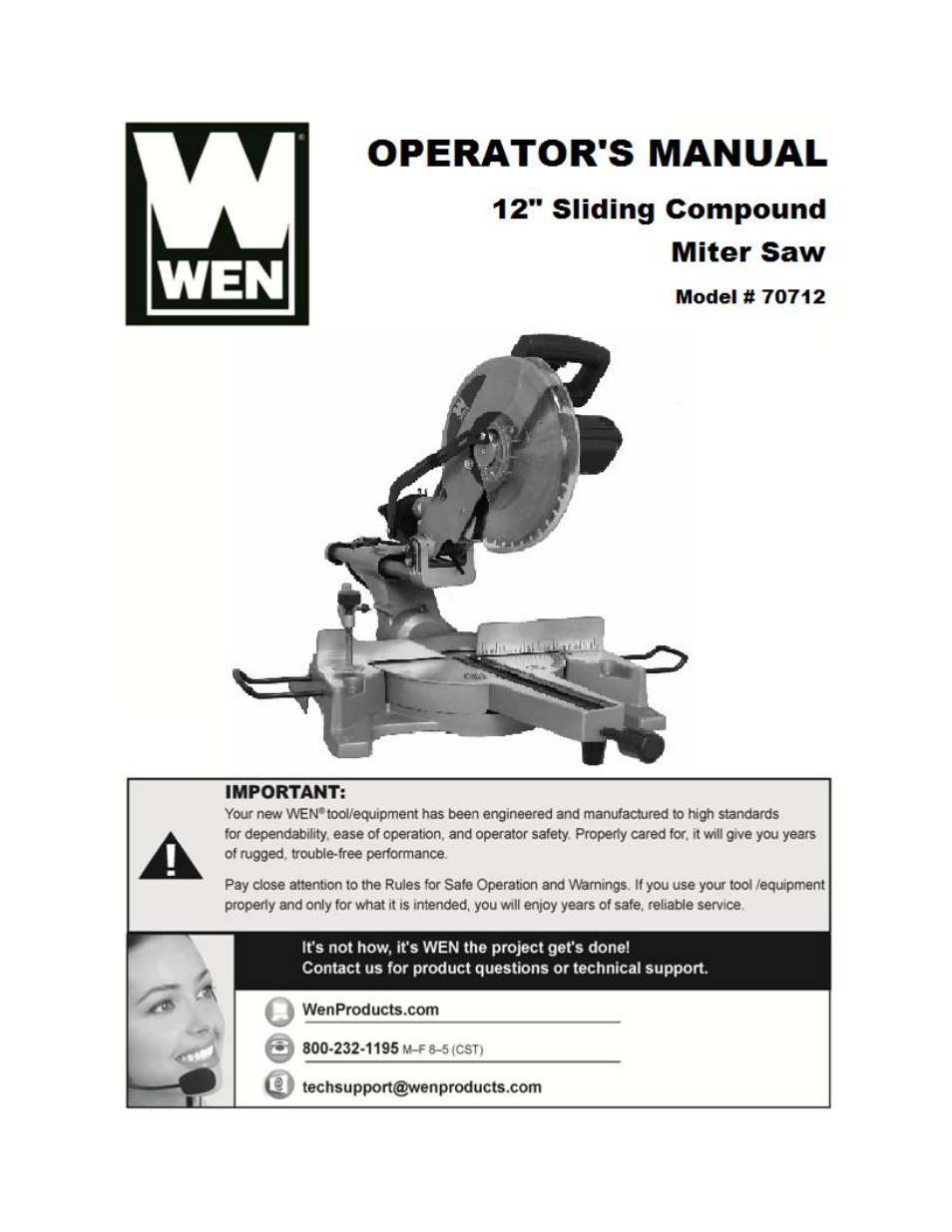 WEN 70712 12 Sliding Compound Miter Saw User Manual | 29 pages