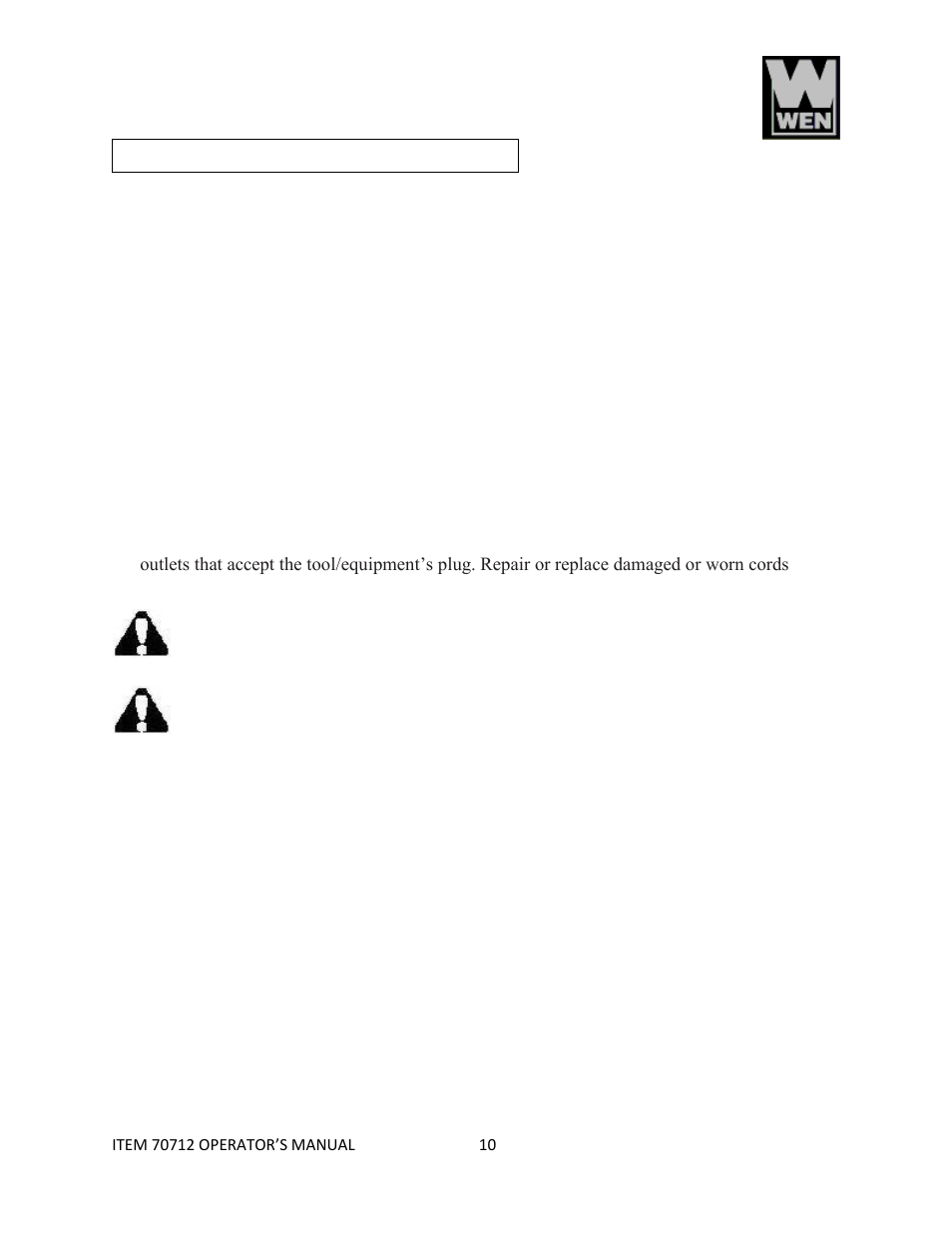 Electrical instructions | WEN 70712 12 Sliding Compound Miter Saw User Manual | Page 10 / 29