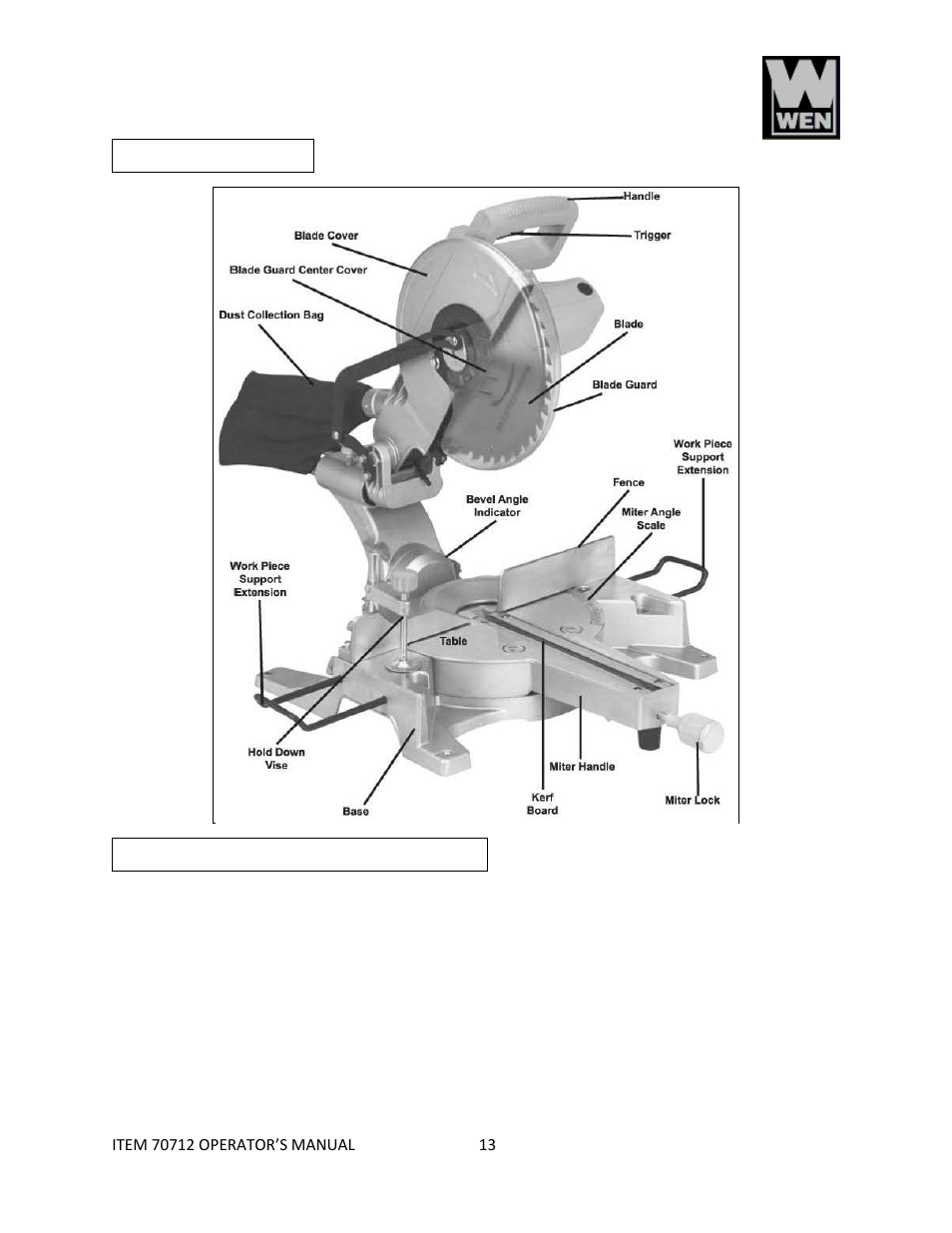 Components assembly instructions | WEN 70712 12 Sliding Compound Miter Saw User Manual | Page 13 / 29